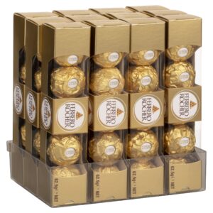 Ferrero Rocher Premium Pralines Milk & Hazelnut Chocolate Gift Boxes, Individually Wrapped Gifts, 12 Packs (62.5g each)